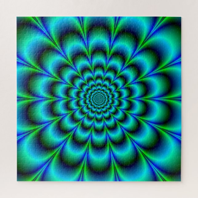Quebra-cabeça Rosette em Turquesa Verde e Azul (Vertical)