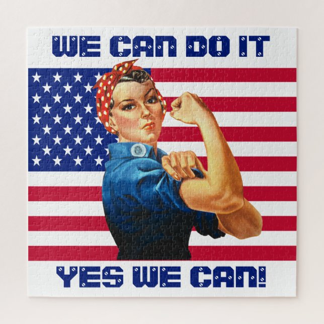 Quebra-cabeça Rosie the Riveter com Slogan Motivacional de Sinal (Vertical)