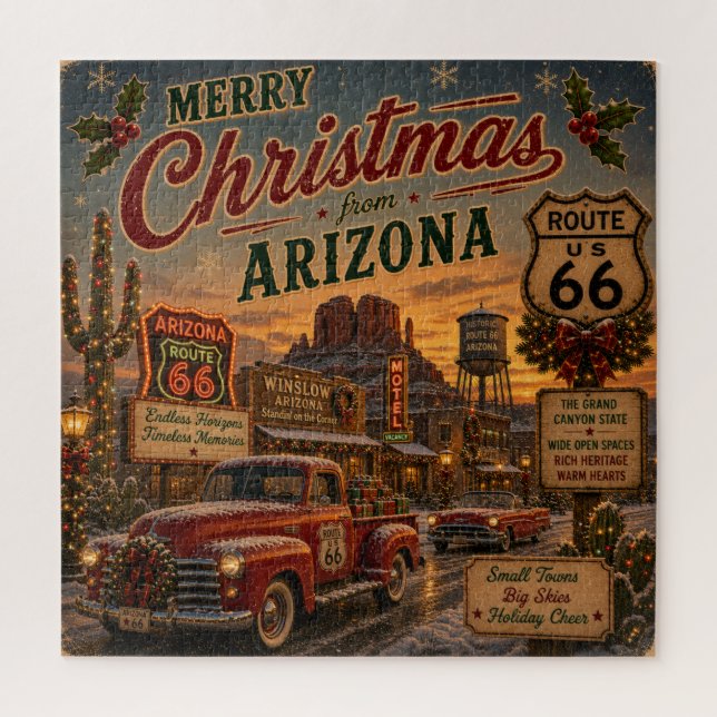 Quebra-cabeça Rota 66 Natal Vintage Arizona (Vertical)