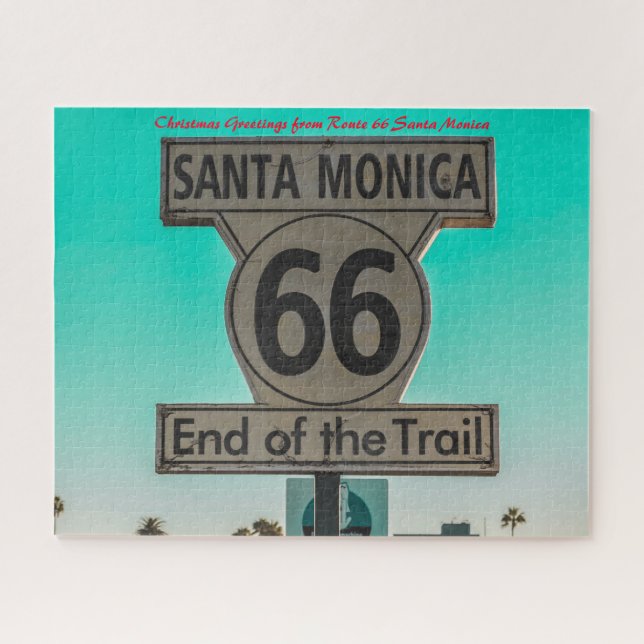 Quebra-cabeça Rota 66 Santa Monica. Saudações de Natal (Horizontal)