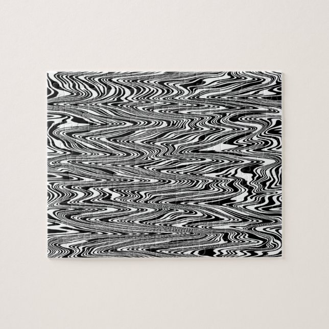 Quebra-cabeça Roteiro preto e branco do Abstrato Zigzag (Horizontal)