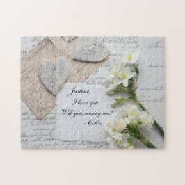 Quebra-cabeça Roteiro romântico, corações, proposta de flores