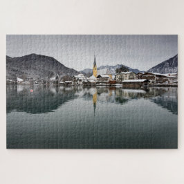 Quebra-cabeça Rottach-Egern no Tegernsee, Baviera no inverno