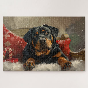 Quebra-cabeça Rottweiler Cachorro Natal Festivo