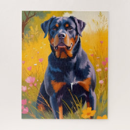 Quebra-cabeça Rottweiler Dog Pet Portrait Painting Watercolor