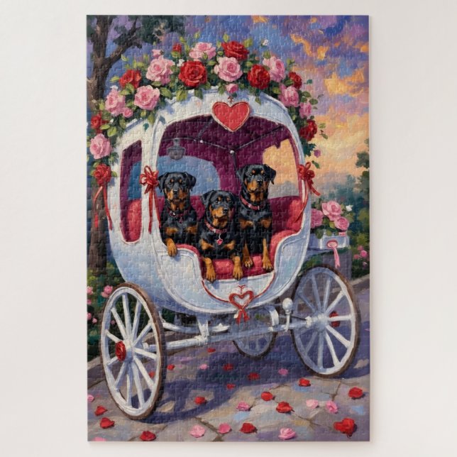 Quebra-cabeça Rottweiler Dog Valentine's Day (Vertical)