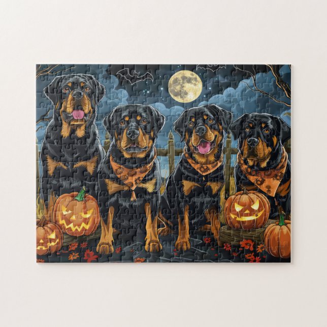 Quebra-cabeça Rottweiler Halloween Assustador (Horizontal)
