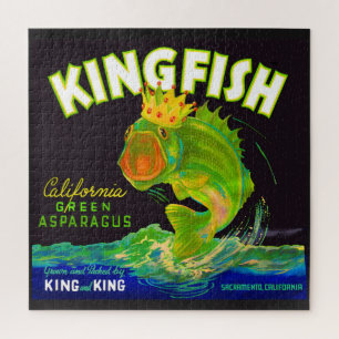 Quebra-cabeça Rótulo da caixa espargos Kingfish 1930