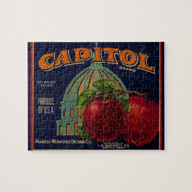 Quebra-cabeça Rótulo da Maçã Capital Sacramento (Horizontal)