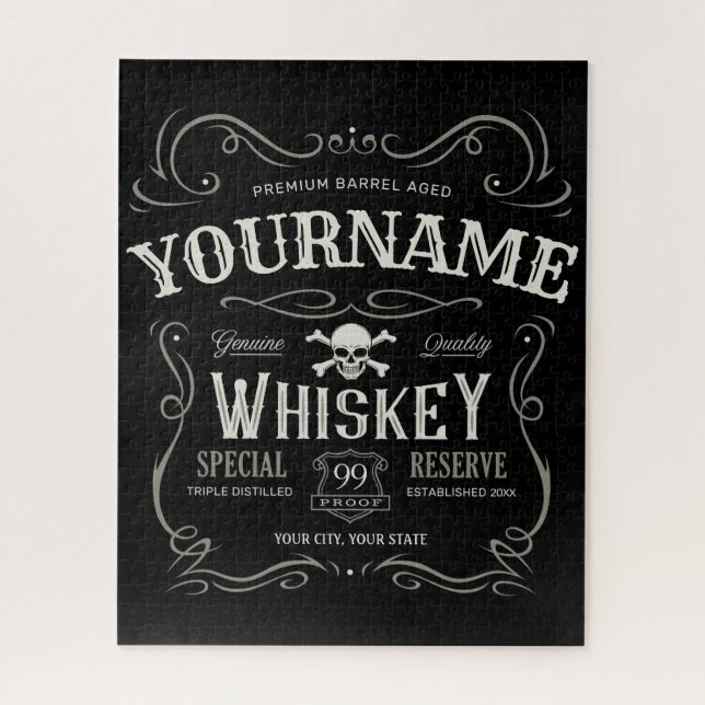 Quebra-cabeça Rótulo de Uísque Antigo Personalizado Bar de Bebid (Vertical)