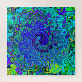 Quebra-cabeça Roxo Azul Trippy Abstrato Retro Líquido Redemoinho