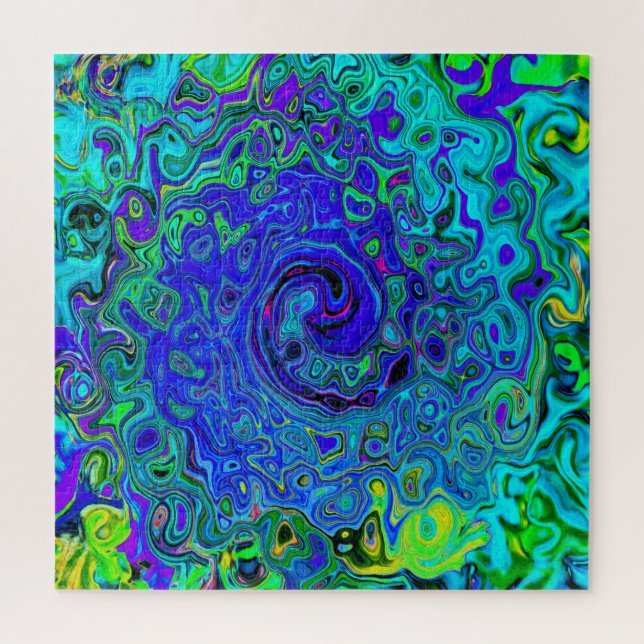 Quebra-cabeça Roxo Azul Trippy Abstrato Retro Líquido Redemoinho (Vertical)