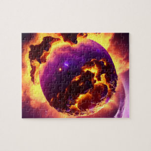 Quebra-cabeça Roxo Cósmico e Incêndios Laranja na Nebulosa de Fe