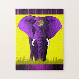Quebra-cabeça roxo do elefante