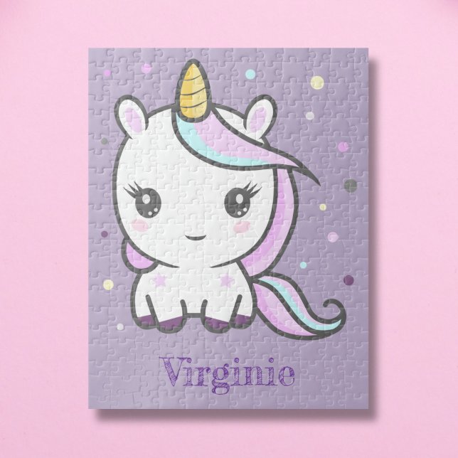 Quebra-cabeça Roxo do Unicórnio (Cute Unicorn Purple Puzzle)