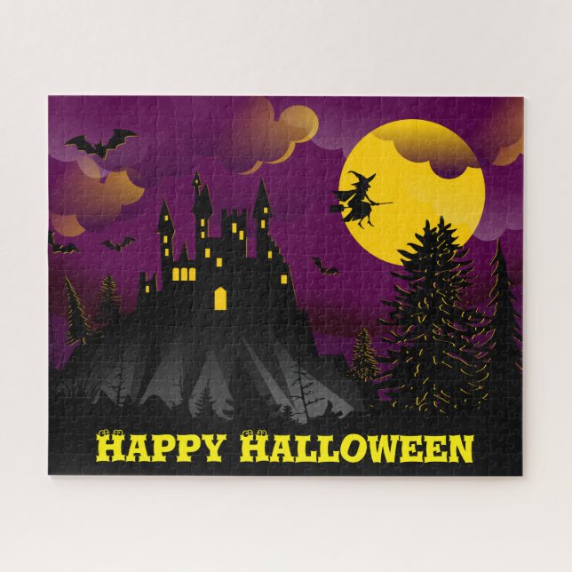 Quebra-cabeça Roxo Halloween Assustador (Horizontal)