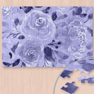 Quebra-cabeça Roxo monocromático e flor de aquarela