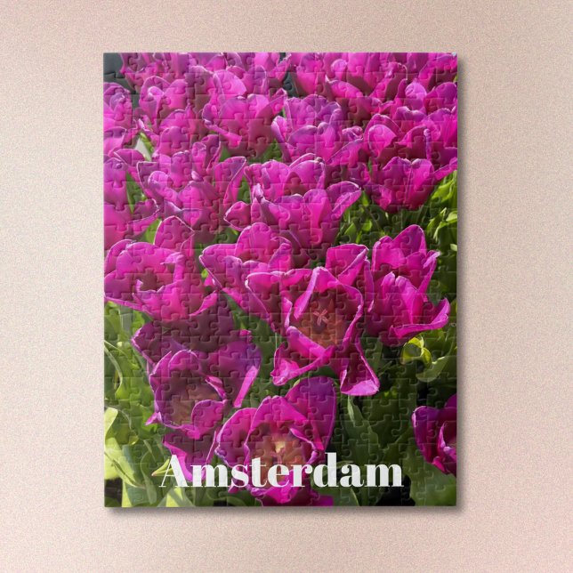Quebra-cabeça Roxo Tulipas de Amsterdã Jigsaw Puzzle (Text is optional. Select Personalization to backspace it out.)