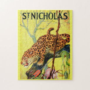 Quebra-cabeça rua de 1929. Leopardo cobrir da revista Nicholas