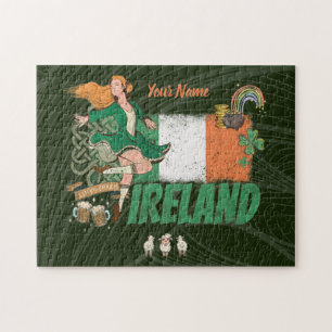 Quebra-cabeça Rua de Bandeira da Irlanda Vintage.
