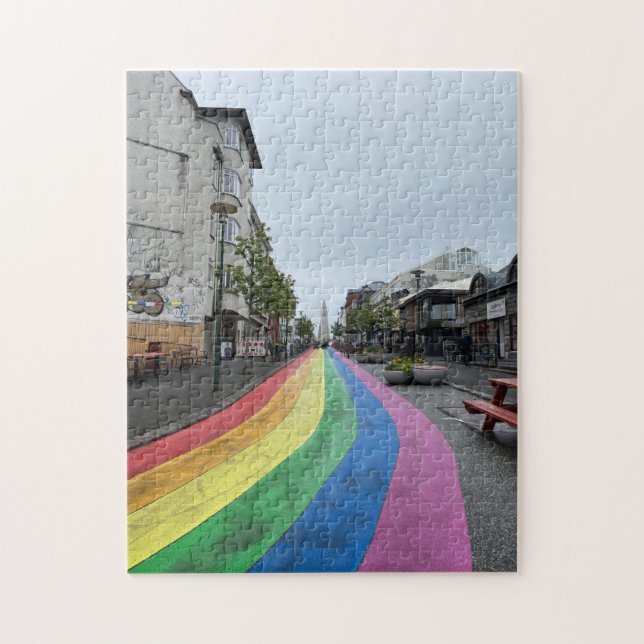 Quebra-cabeça Rua Rainbow em Reykjavik, Islândia (Vertical)