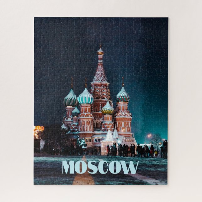 Quebra-cabeça Rua russa de Moscou. Catedral de Basil (Vertical)