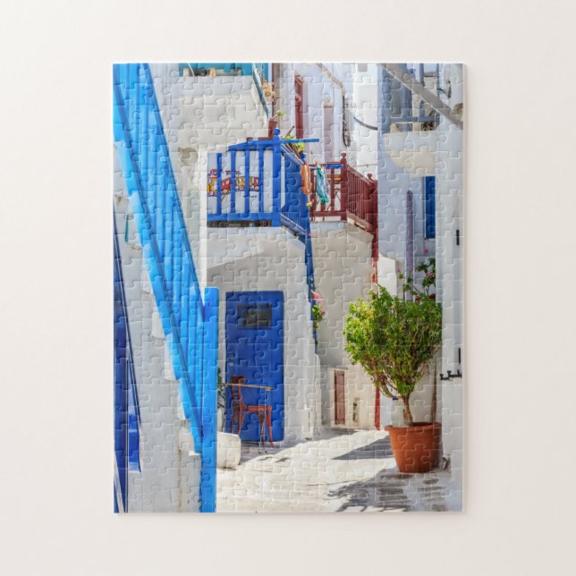 Quebra-cabeça rua típica de Mykonos (Vertical)