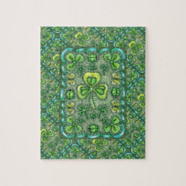 QUEBRA-CABEÇA RUAS. PATRICK'S DAY FOLK ART SHAMROCKS N' LADYBUGS