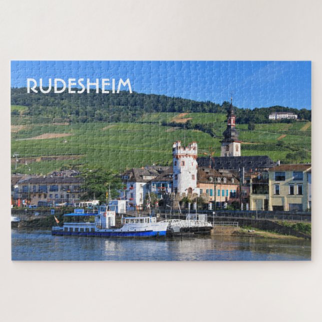 Quebra-cabeça Rudesheim: Ferry boat, Alemanha (Horizontal)
