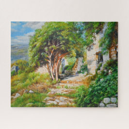 Quebra-cabeça Ruínas Antigas com Árvore Iluminada - Pintura a Ól