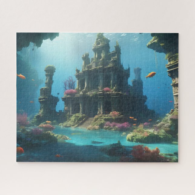 Quebra-cabeça ruínas submersas de um templo antigo (Horizontal)