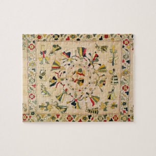 Quebra-cabeça Rumal: cobrir quadrado do bordado que mostra o