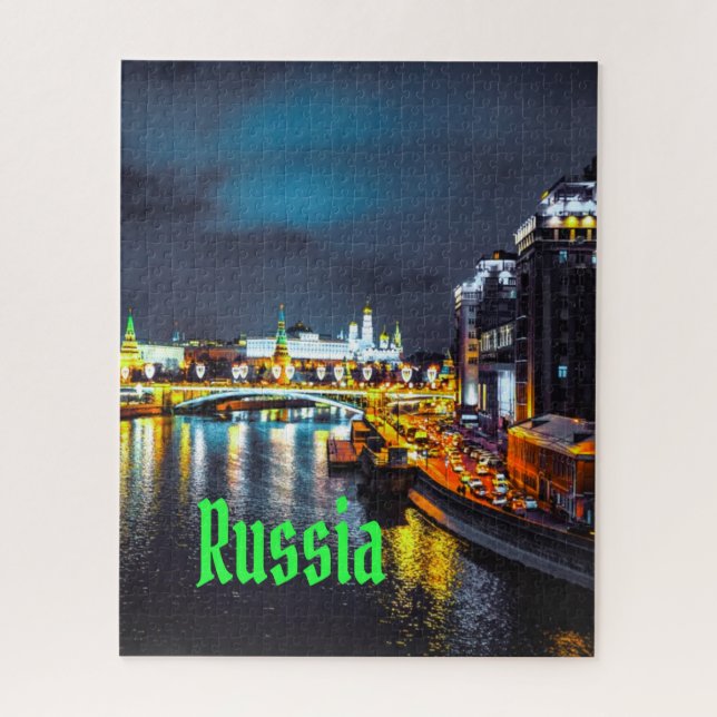 Quebra-cabeça Rússia ou Federação Russa de Moscou à noite (Vertical)