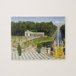 Quebra-cabeça Rússia. Petrodvorets. Palácio Peterhof. Pedro, o