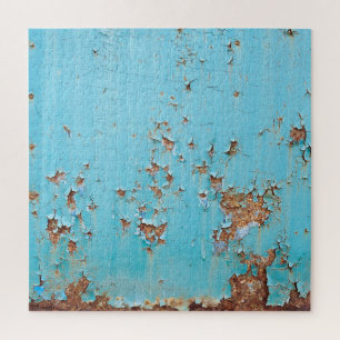 Quebra-cabeça Rusted Blue Metal: Muro Texturizado.