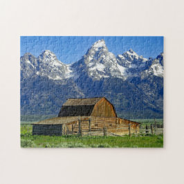 Quebra-cabeça Rustic Barn Mountain Landscape Photo