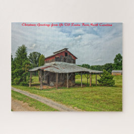 Quebra-cabeça Rustic Barn North Carolina. Cartões de natal