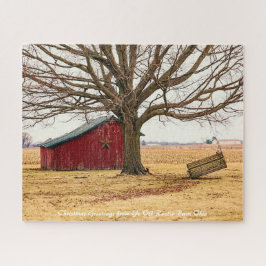 Quebra-cabeça Rustic Barn Ohio.Cartões de natal