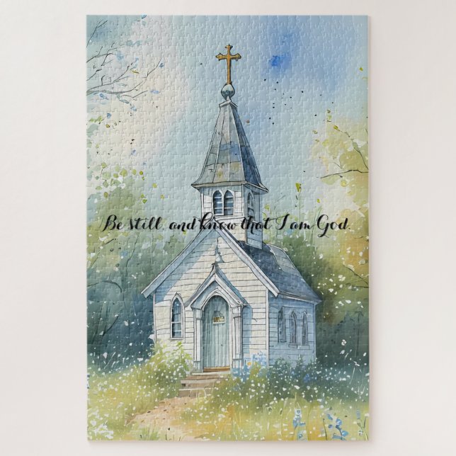 Quebra-cabeça Rustic Church Path in Wildflower Meadow (Vertical)