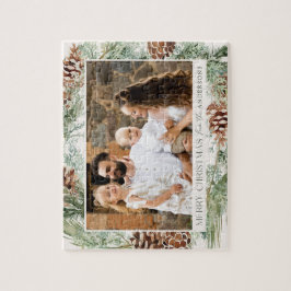 Quebra-cabeça Rustic Watercolor Pine Cone Wreath Photo