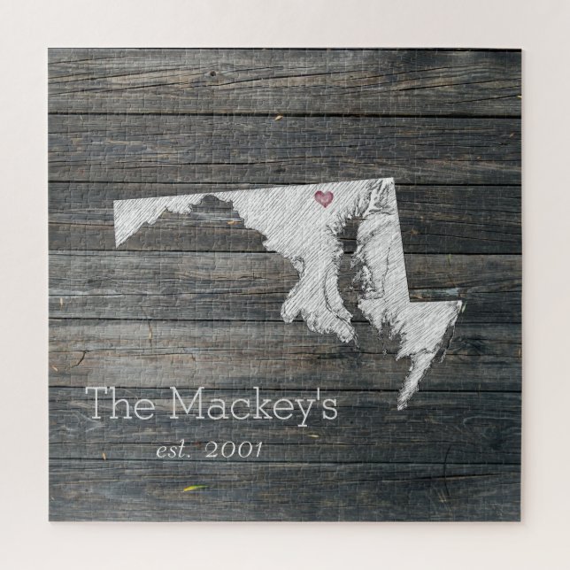 Quebra-cabeça Rústico do Estado de Maryland (Vertical)