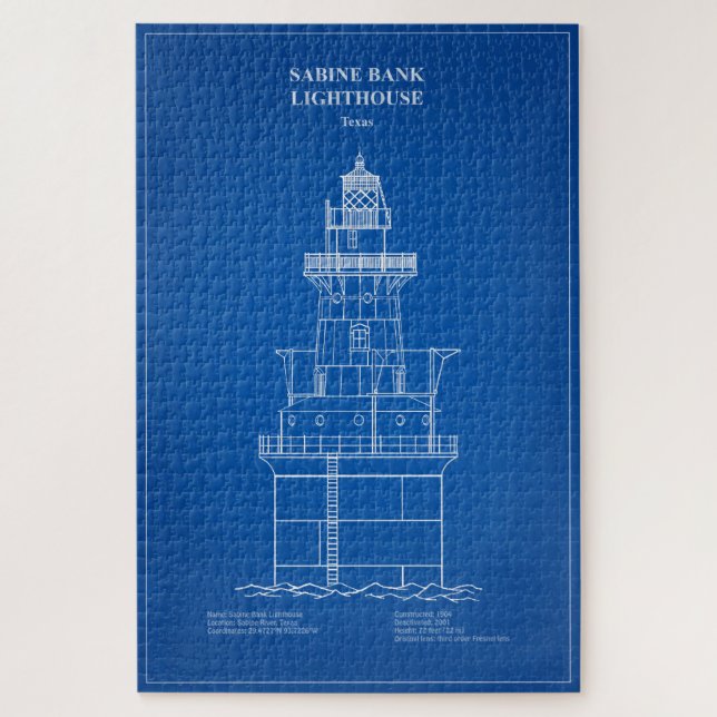 Quebra-cabeça Sabine Bank Lighthouse - Texas - AD (Vertical)
