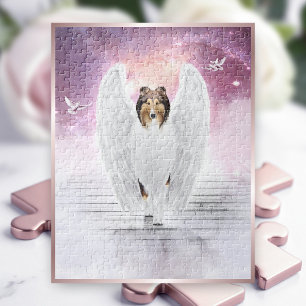 Quebra-cabeça Sable Rough Collie Angel em Escadas para Cachorro