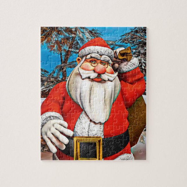 Quebra-cabeça Saco de Presentes do Papai Noel Floresta Nevada Ar (Vertical)