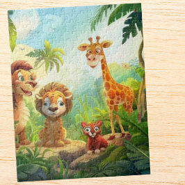 Quebra-cabeça Safari Cute Jungle Animal, nome personalizado