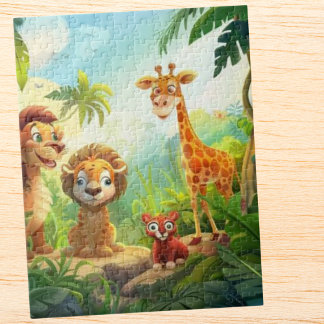 Quebra-cabeça Safari Cute Jungle Animal, nome personalizado