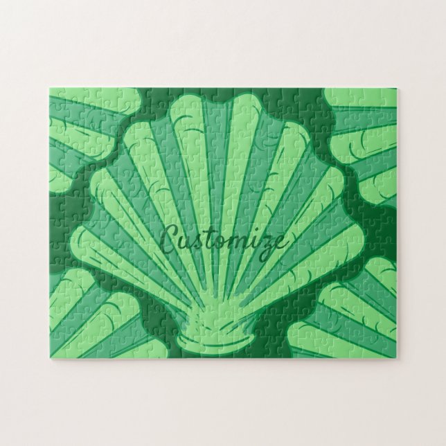 Quebra-cabeça Sage Green Scallop Shell Thunder_Cove (Horizontal)
