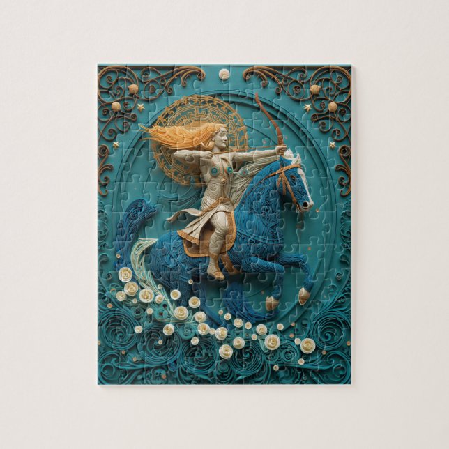Quebra-cabeça Sagitário Aventureiro Arqueiro - Quilling de Papel (Vertical)