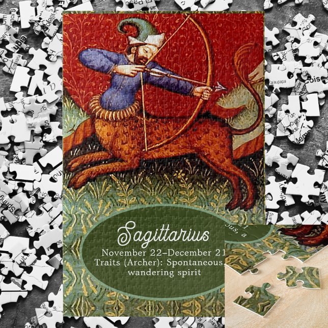 Quebra-cabeça Sagitário Horoscópio Zodiac Medieval Vintage (Sagittarius Horoscope Zodiac Medieval Vintage LG Jigsaw Puzzle)