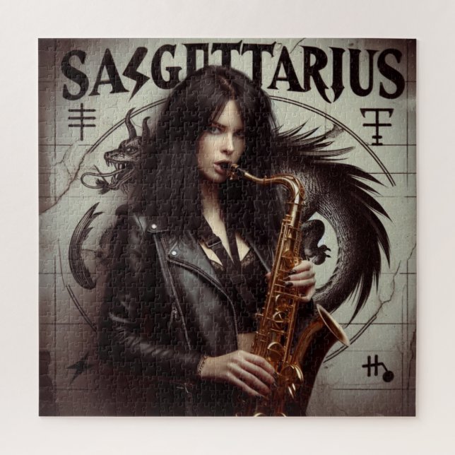 Quebra-cabeça Sagitário Zodiac Musicoso Saxofone (Vertical)